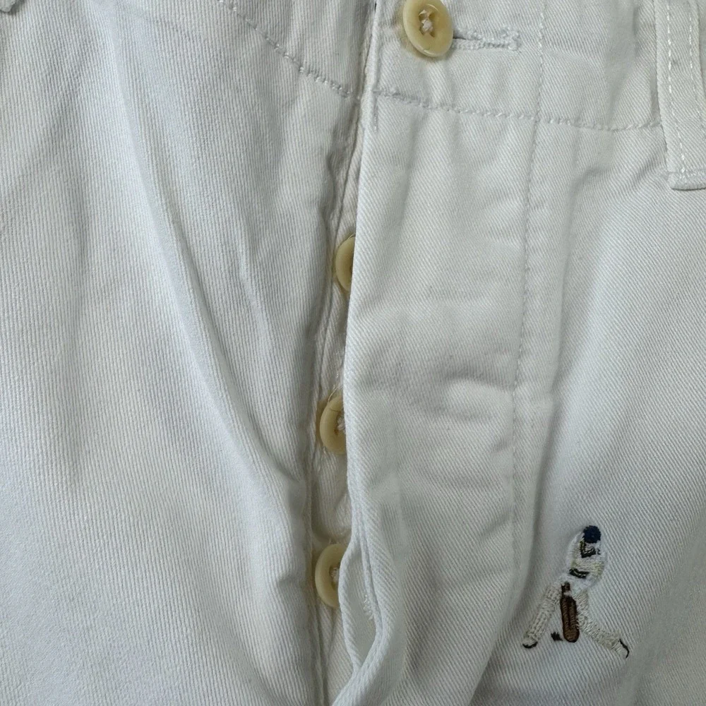 Polo Ralph Lauren Mens 36 White Cricket All Over Logo Embroidered Chino Shorts